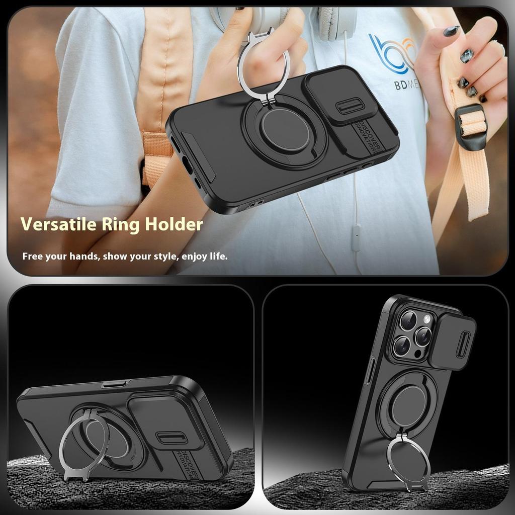 Magnetic Adjustable Kickstand Case for iPhone 17 16 Plus 15 14 13 Pro Max Camera Slide Shockproof Bumper Slim Protective Cover