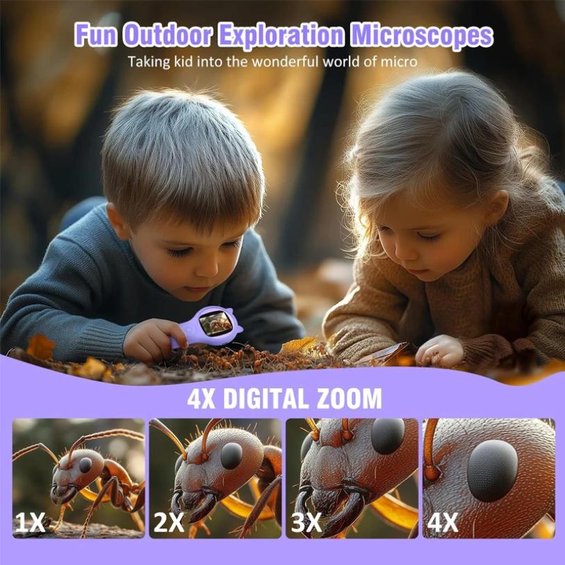Карманный микроскоп для детей 500X Научная игрушка с функцией фото и видео Мини ручной микроскоп Игрушка для обучения детей на открытом воздухе