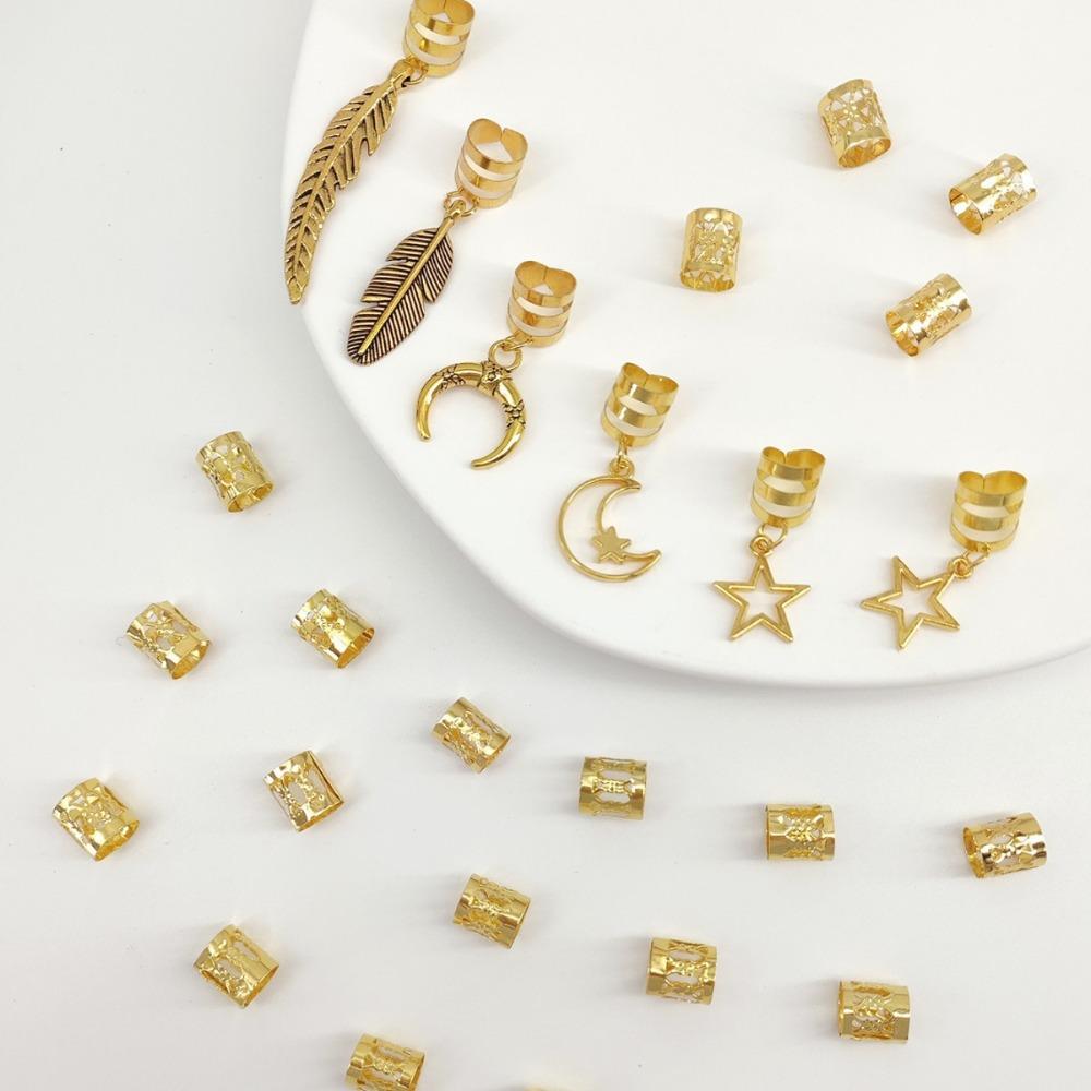 26pcs Dread Locks Hollow Out Hair Ring Metal Cuff Clips Hair Braid Tubes for Braids