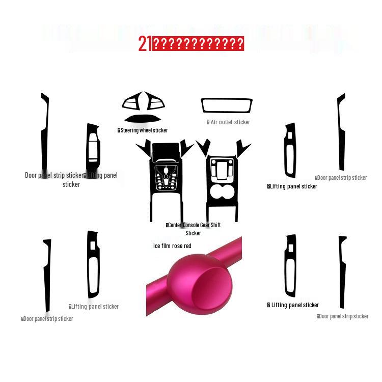 2021 BYD Tang Carbon Fiber Interior Stickers for Console, Gear Lever, and Door Protection.