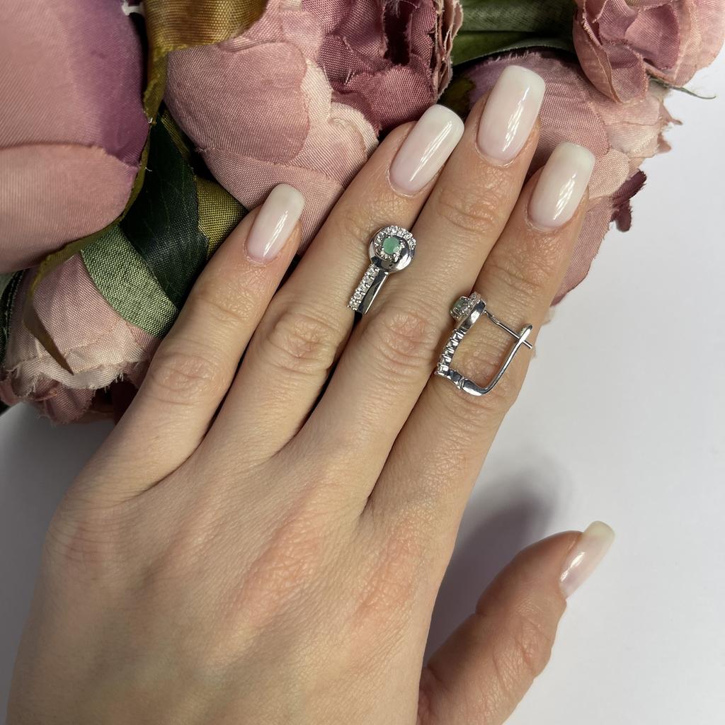 Silver Earrings with Natural Emerald 0.19ct (2106265)