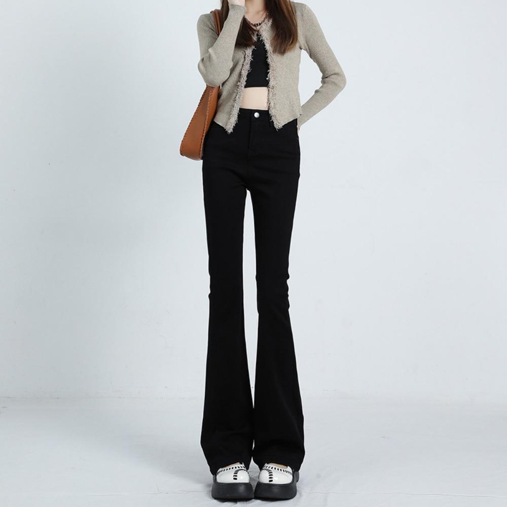 American Korean Version of Micro-pull Jeans Women's Summer Small High Waist Slim Fit and Tall Retro Jeans