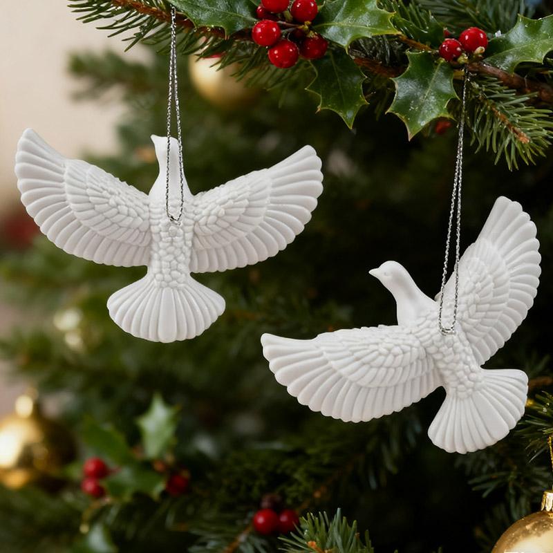2 шт. Белый голубь Украшение на елку Белые маленькие крылья Креативный милый Пасторальный стиль Универсальный DIY Подвеска