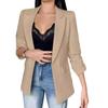 Women Suit Coat Lapel Long Sleeve Flap Pockets Suit Jacket Solid Color Open Front Office Lady Business Outwear