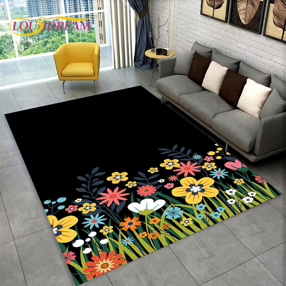 3D Nordic Luxury Flower Floral Area Rug Large, ковер для дома, гостиной, спальни, дивана, коврика для двери, декора, детские нескользящие коврики