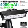 15 LED Square Bicycle Light USB Charging Aluminum Alloy Headlight 2000 Lumens High Brightness Waterproof Night Riding Outdoor