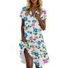 Women's Casual Fashion Stand Collar Floral Print Short Sleeve Dress