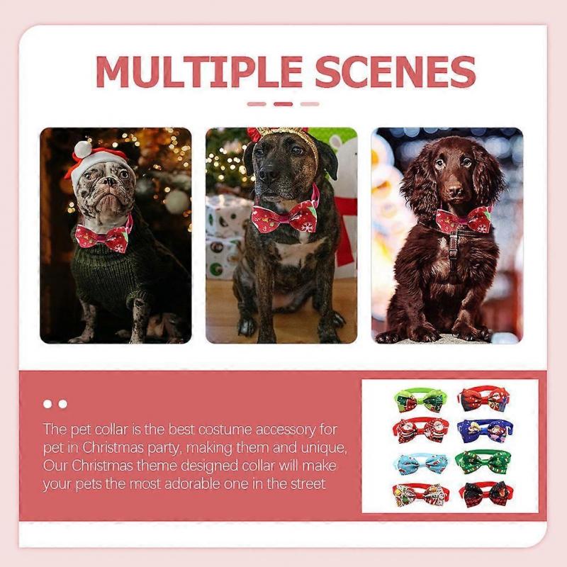 Adjustable Pet Collars with Christmas Bow Ties for Dogs and Cats 40Pcs
