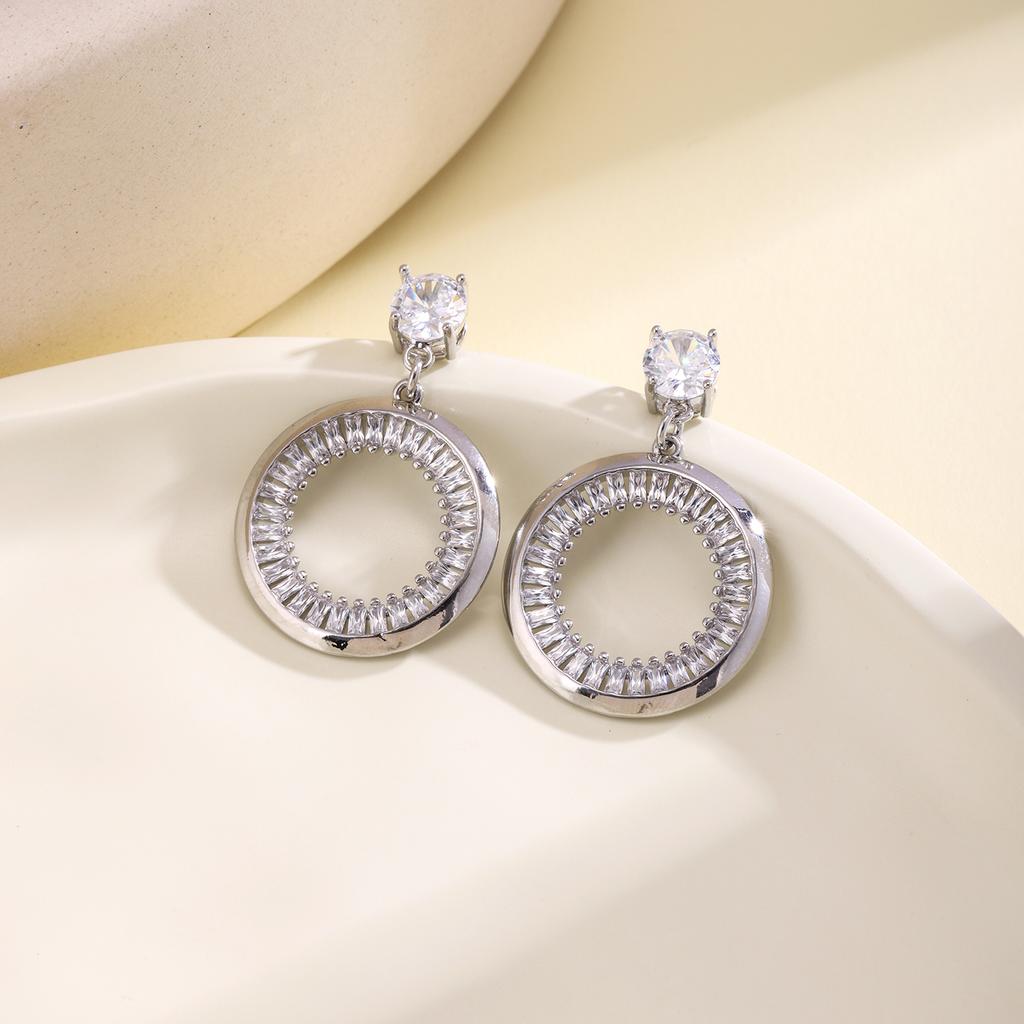 Nidin New Popular Simple Smooth Love Heart Shape Cubic Zirconia Drop Earrings For Women Female Vintage Sweet Ear Jewelry Gifts
