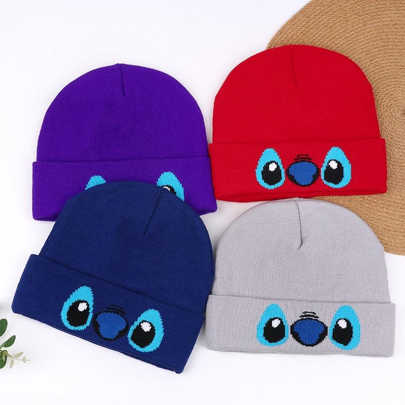 Autumn and winter hats funny popular knitted hats men and women warm animation cartoon wool hats European and American embroidery