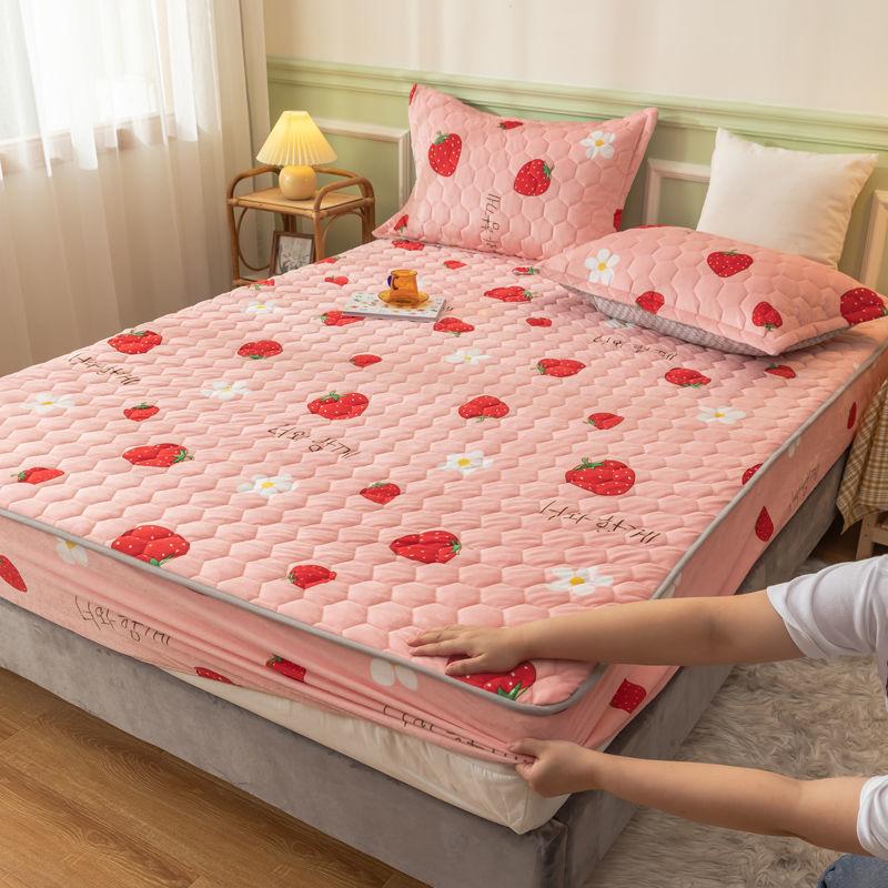 Плюшевый утолщенный стеганый наматрасник, теплый мягкий кристаллический бархатный стеганый матрас King Queen, простыня, не включая наволочку