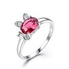 Gica Gema Created Ruby Genuine 925 Sterling Silver Ring For Women Red Gemstone Engagement Vintage Wedding Bands Cute Rabbit Jewelry