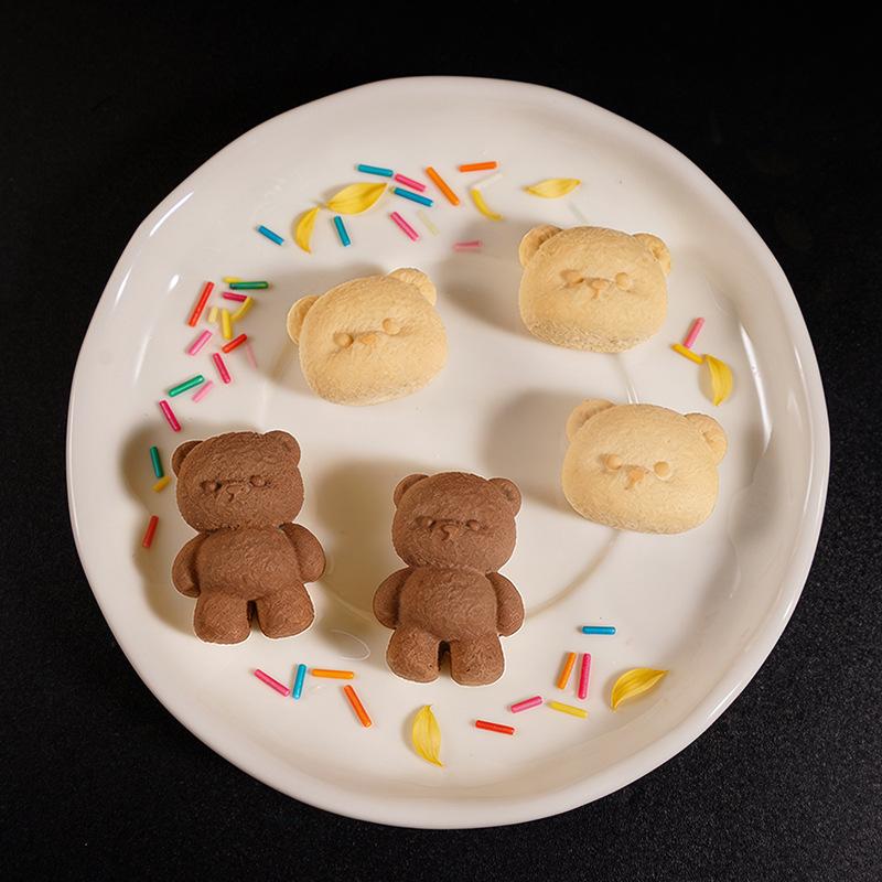 Cute Lena Bear Pinch Mold Bear Candle Plaster Mold Sitting And Standing Bear Four Grid Big Head Bear Silicone Mold