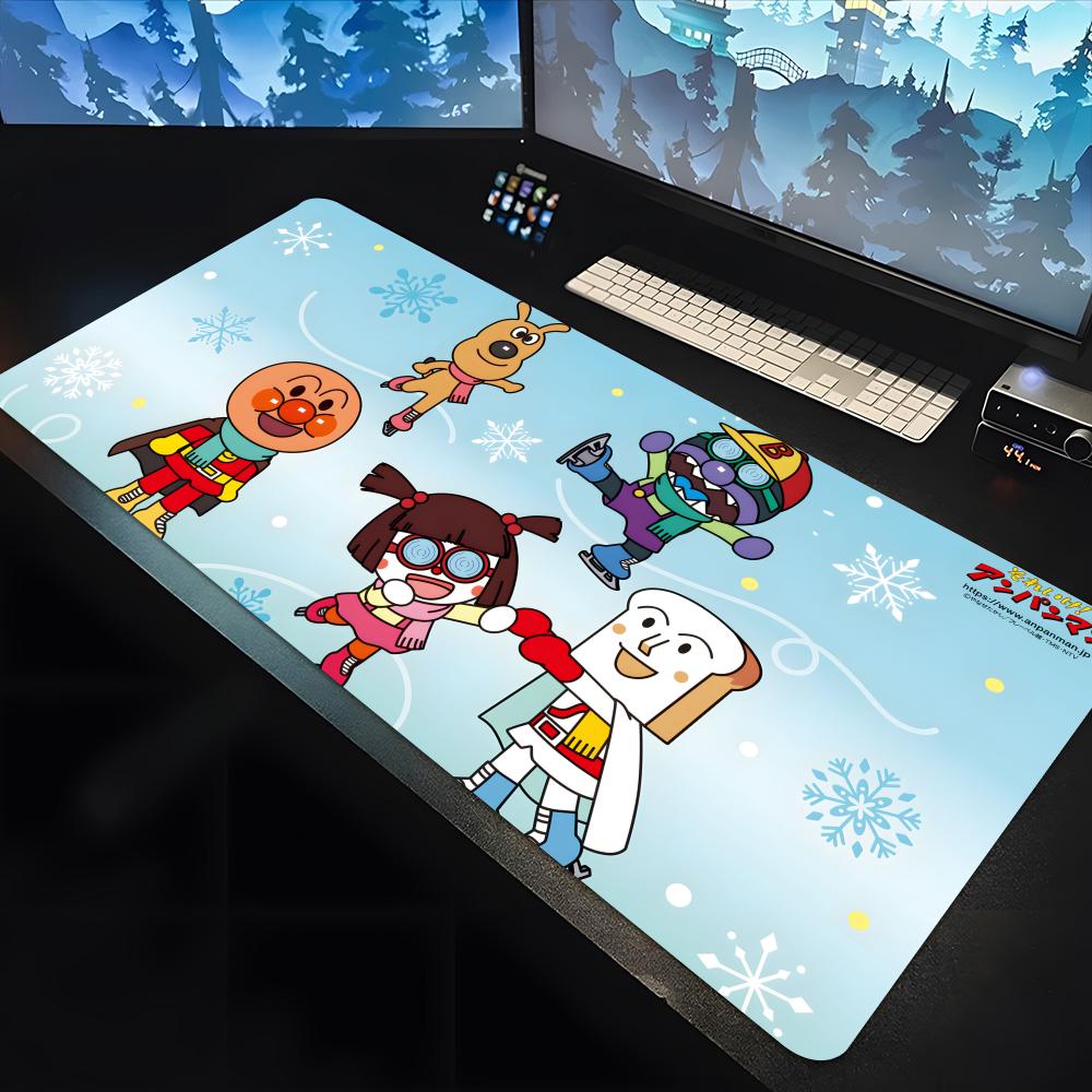 Игровой коврик для мыши с персонажем мультфильма Анпанман, большой коврик для стола под клавиатуру и мышь, нескользящая резиновая основа, игровой коврик для мыши, ковер для ноутбука 1200x600