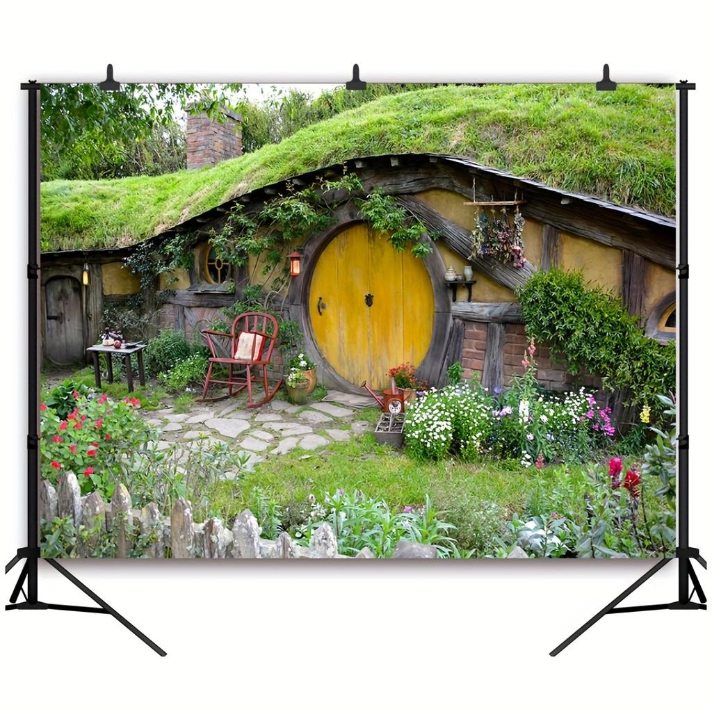 Hobbit Cave Photography Background Matamata Rural Hobbit Living Room Green Grass Garden Hobbit Cave Background