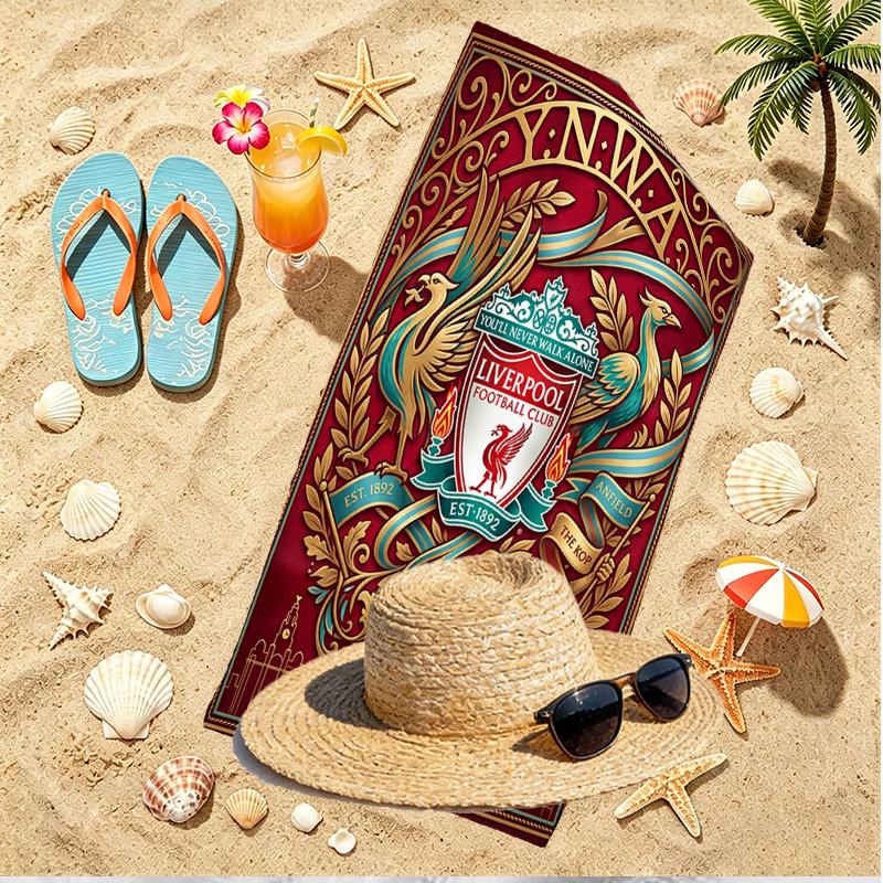 Liverpool Football Club Print Beach Towel, Versatile Lightweight Absorbent Beach Towel for Pool Surf Yoga Bathroom, Perfect Birthday Holiday Gift