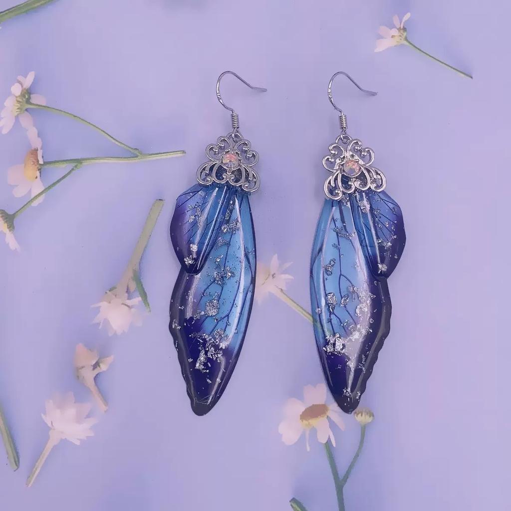Fashion Jewelry Butterfly Earring Fairy Simulation Insect Wing Hook Earring Translucent Cicada Wing Drop Earrings Woman Jewelry