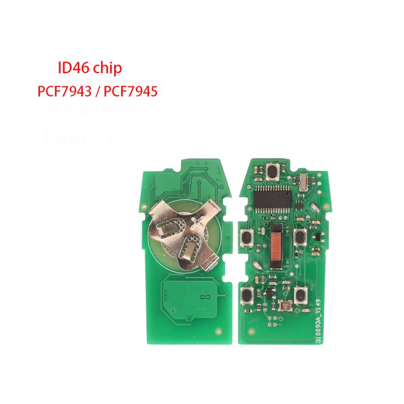 5 Buttons 315Mhz /433 Mhz ID46 PCF7943/PCF7945A Chip Car Key Remote Fob Circuit Board for Land Rover Freelander 2 Freelander2