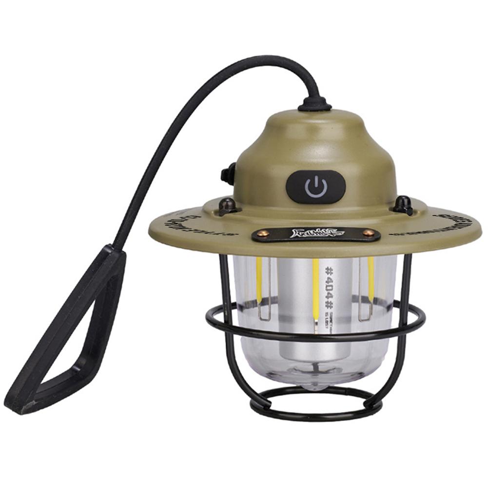LED Camping Lantern Dimming Emergency Lamp Type C Charging Retro Camping Light 4 Light Modes IPX4 Waterproof for Fishing Camping