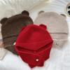 Bear Knitted Neck Cover Integrated Scarf Women'S Autumn And Winter Warm Bag Head Cover Wool Pullover Hat Scarf