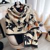 Imitation Cashmere Double-sided Soft Fringed Shawl Scarf High-end Flower Retro Literary Warm Scarf