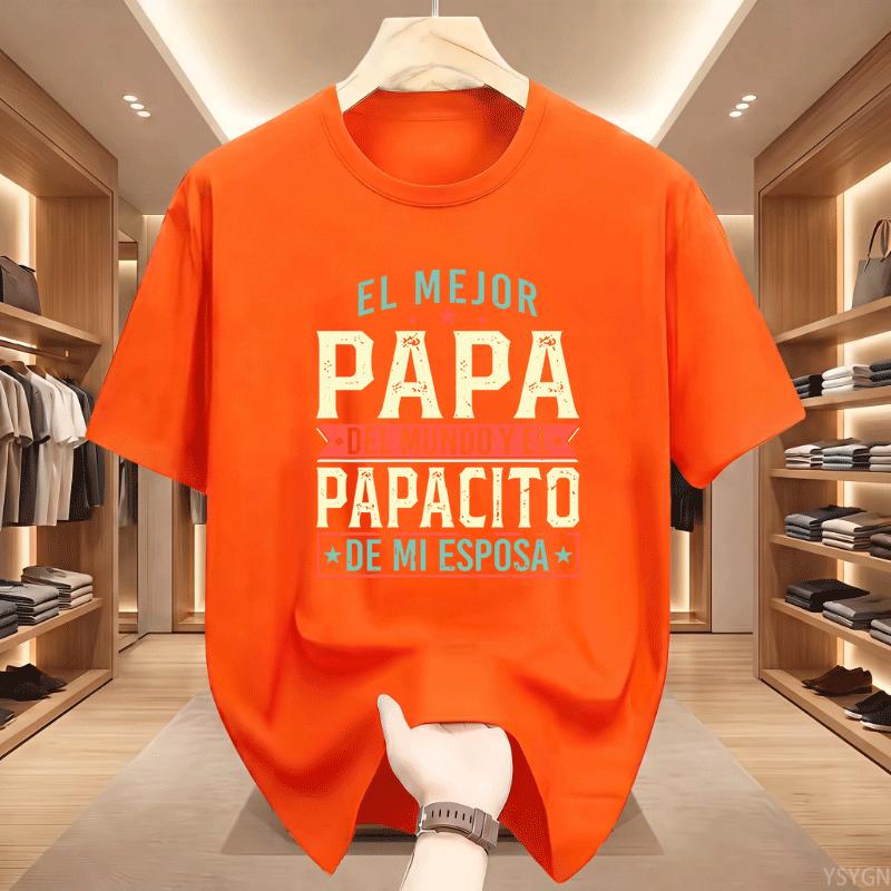 El Mejor Papa Del Mundo Tshirt Regalo Para Papa T Shirt Spanish Fathers Day Tees Crewneck Short Sleeve Printed Tees Clothing