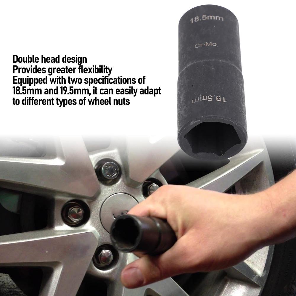 CR-MO Lug Nut Flip Socket Lug Nut Removal Tool Roadside Emergency Tire Breakdown Repair Service