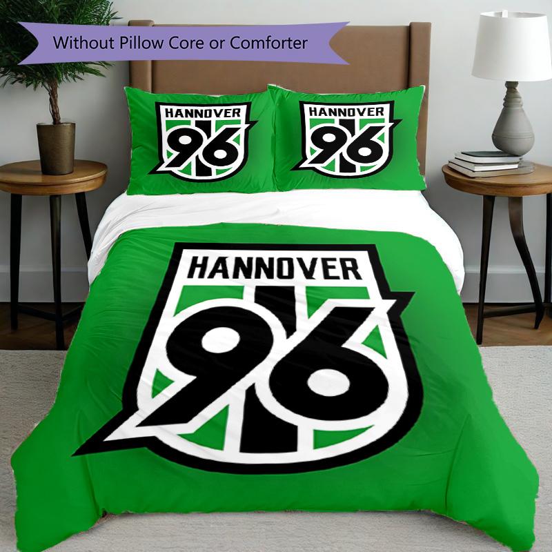 3pcs Duvet Cover Set (1*Duvet Cover + 2*Pillowcase, Without Core), Hannover 96 Football Print Bedding Set, Bedroom Decor, All‑Season, Birthday Gift