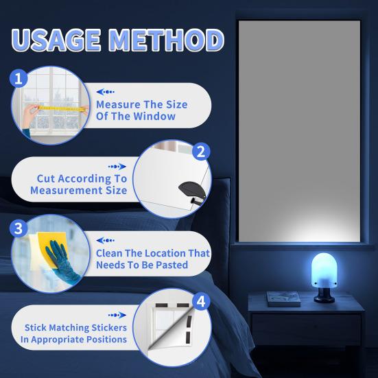 Yousheng Portable Blackout Curtain No Drilling Blackout Shade with Adhesive Hook And Loop Tape Fully Blackout Blinds for Baby Nursery RV Travel