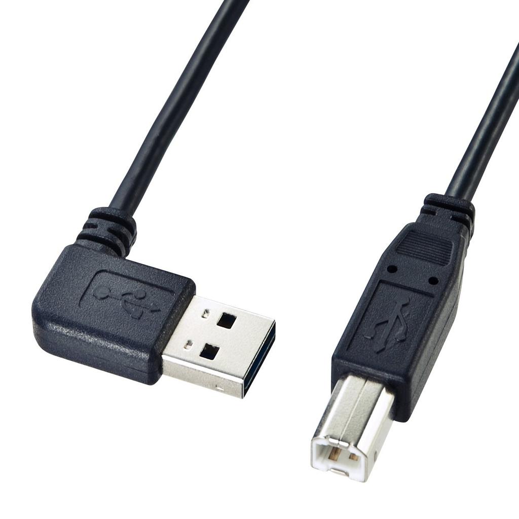 SANWA SUPPLY Реверсивный USB-кабель L-образной формы (A-B Стандарт), 1м, Черный, KU-RL1