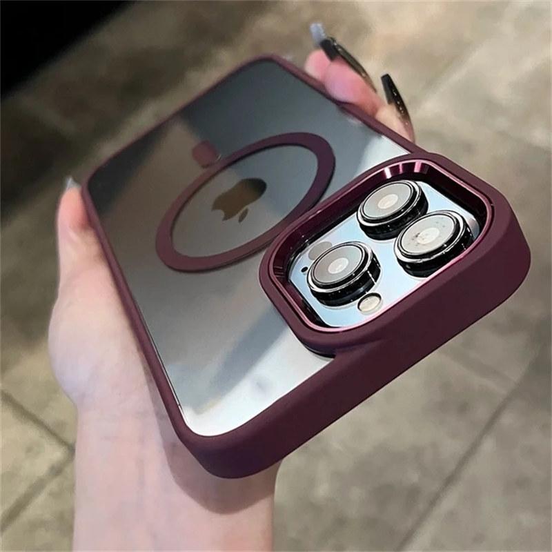 Магнитный роскошный прозрачный защитный чехол для беспроводной зарядки Magsafe для iPhone 16 15 14 Plus 13 12 11 Pro Max противоударный бампер