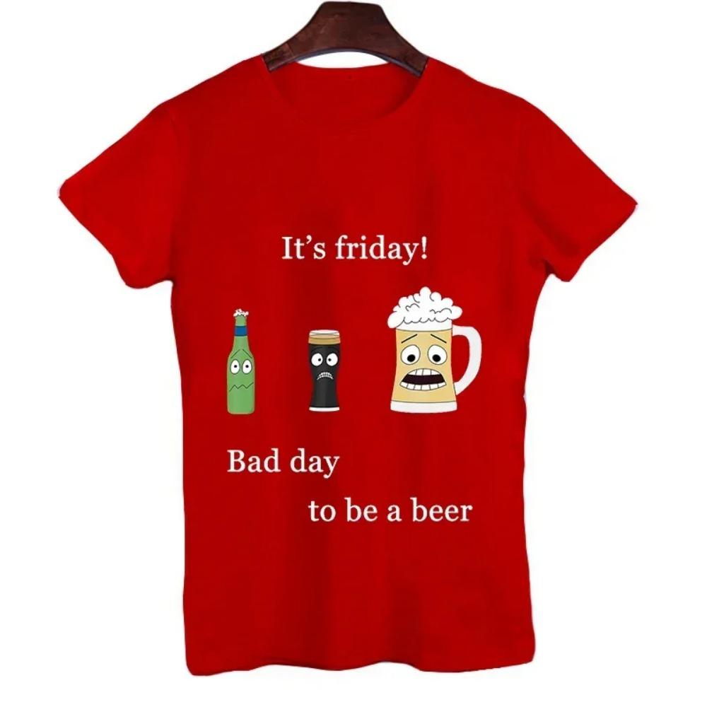 2023 Мужская футболка It's Friday Bad Day To Be A Beer Смешная мужская футболка Мужская лучшая брендовая новая мужская футболка с коротким рукавом