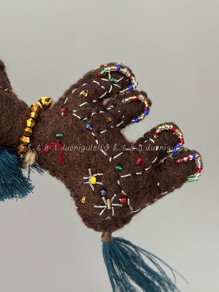 Непал Ручная работа Шерстяной войлок Пони Кисточка Сумка Брелок-брелок Украшение