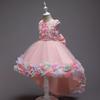 Kids Toddler Girl Dress Sleeveless Bow Knot 3D Flower Princess Dresses Children Tutu Girls Trailing Ball Gown
