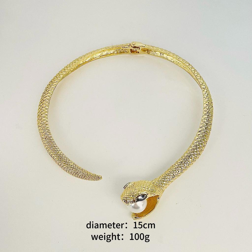 Accessories Punk Snake Collar Retro Exaggerated Snake Pattern Gold And Silver Collar Fashion Women