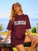 Футболки с классическим буквенным узором Florida Sunshine State USA City для женщин, свободная одежда больших размеров, 100% хлопок, уличная футболка