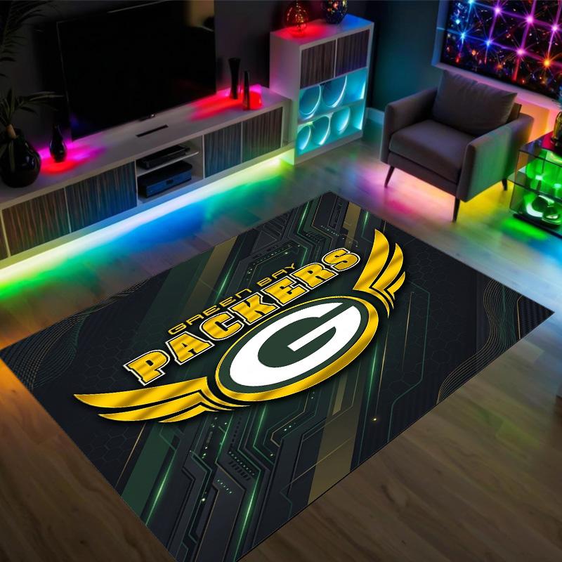 Green Bay Packers Design Crystal Velvet Carpet Cozy Non?Slip Printed Rug For Bedroom Living Room Entrance