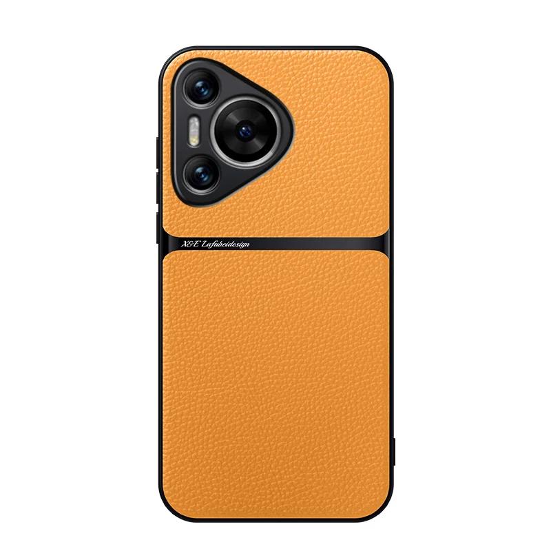 Магнитный чехол для телефона Huawei Pura 90 Pro Max Чехлы Кожаная текстура Силиконовая защита Ударопрочная крышка Для Pura 90 Pro Max