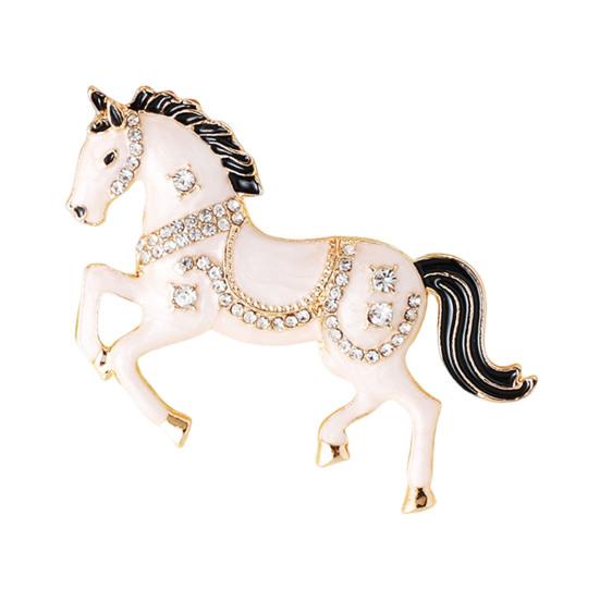 Enamel Horse Brooch Rhinestones Inlaid Horse Lapel Pin Retro Horse Brooch Pin Men Women Outfit Accessory for Clothes Hats Bags Scarves