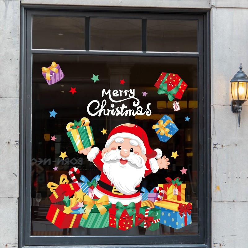 Christmas Stickers Fun Santa Tree Glass Window Static Clings Holiday Decorations Home Commercial Spaces