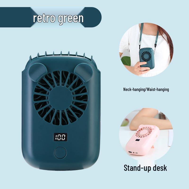 Портативный безлопастной вентилятор на шею и пояс с функцией Power Bank - Сильный ветер, незаменимая вещь для общежития