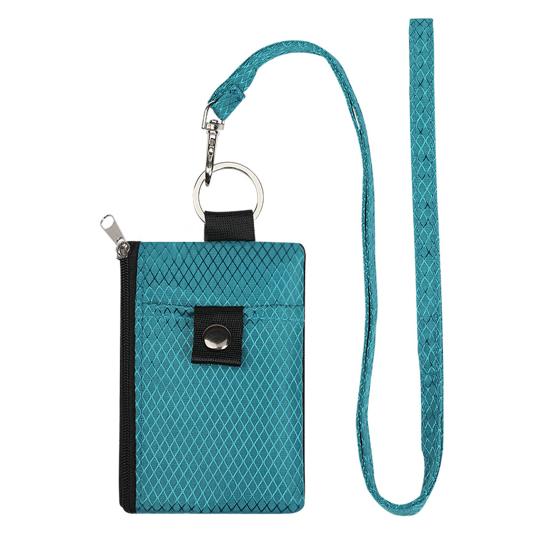 Neck Hanging Card Holder with Lanyard, Transparent ID Sleeve & RFID Blocking Wallet