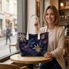 Fashion Flower Pattern Tote Bag Casual Portable Shoulder Bag for Daily Use