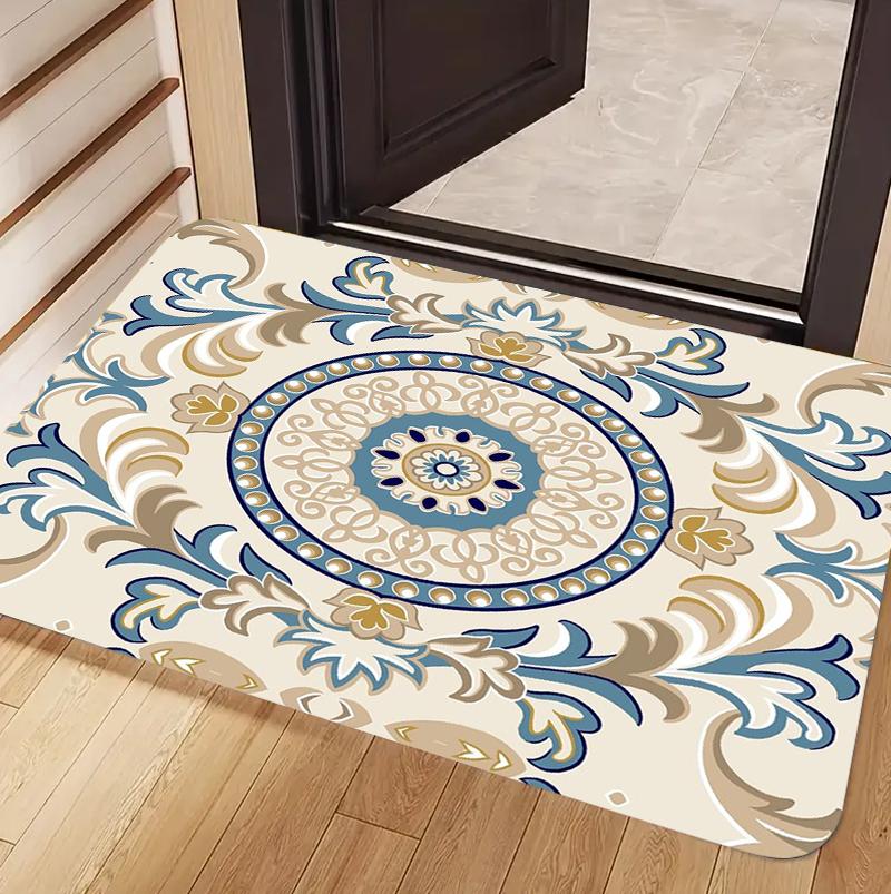 Multicolored Floral Vine Carpet Mat Rug Pattern Classic Elegant Ornate Non-slip Home Decoration Door Mat Entryway Indoor Rug
