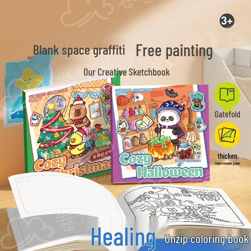 Monster Series Coloring Book: Cartoon-Themed for Elementary Students - Christmas & Halloween