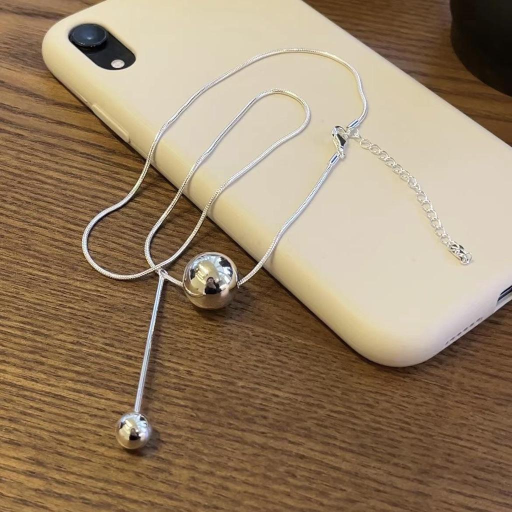 Серебряная цепочка с круглыми бусинами Su Chuang S925 - Простая женская цепочка для свитера, Стиль Ins, Высококлассный нишевый дизайн, Цепочка на ключицы
