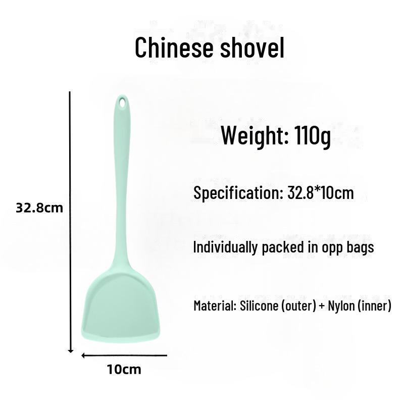 Силиконовая лопатка, устойчивая к высоким температурам, для приготовления и жарки - кухонная утварь с антипригарным покрытием