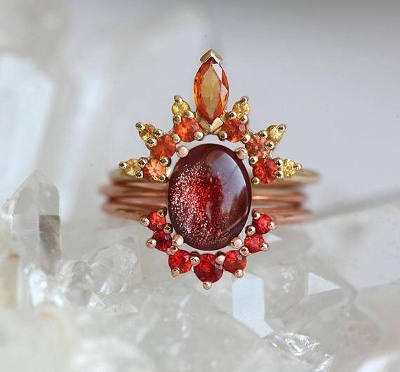 Этнический стиль Винтажный красный драгоценный камень кольцо комплект роза кольцо для женщин набор колец палец комплект