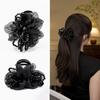 Hair Claw Flower Shape Hairpin with Mesh Sequins Lightweight Metal Spring Sparkling