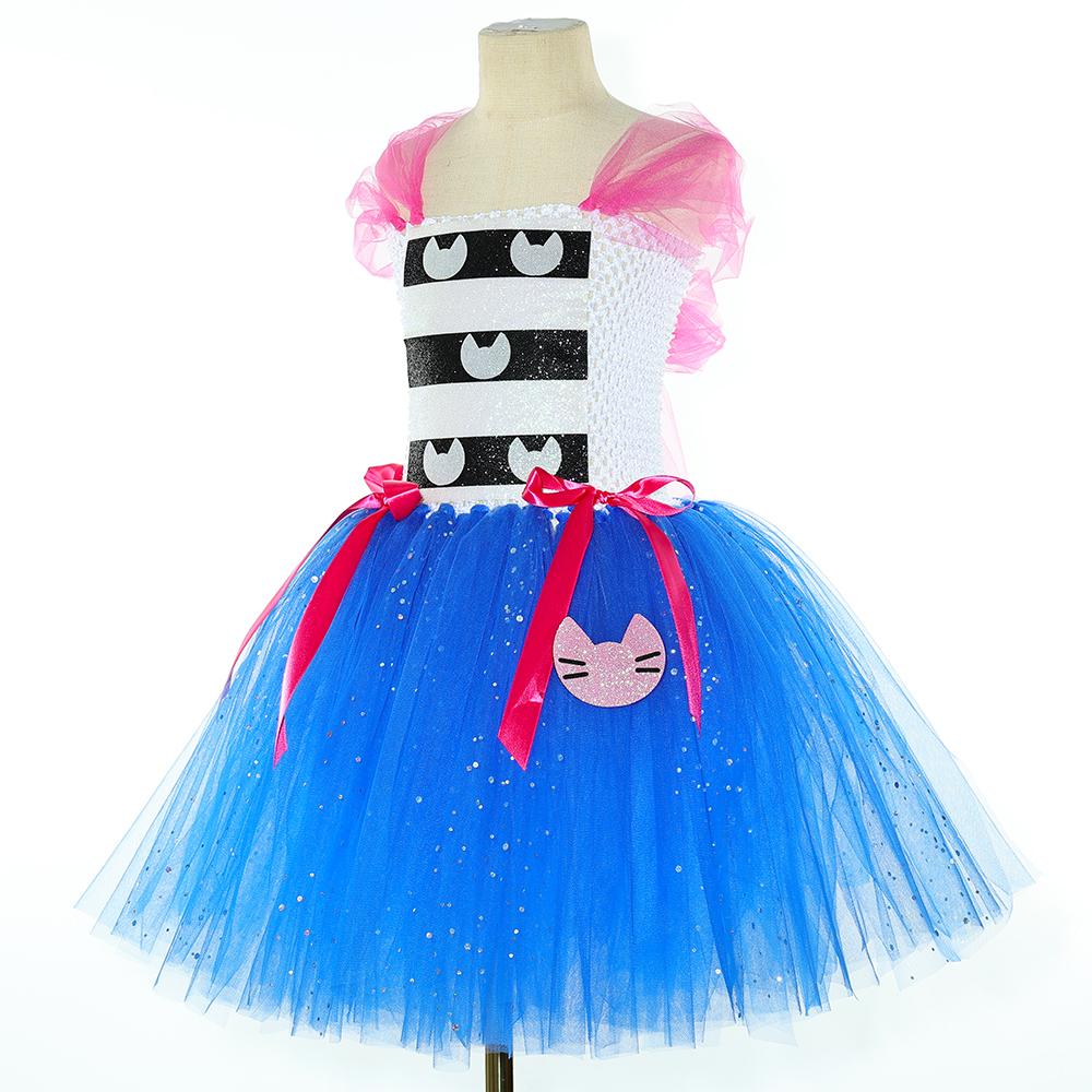 Gabby Dollhouse Costume Girls Fancy Tutu Dress Glitter Gabby Cat Tulle Princess Dress Set Kids Halloween Birthday Party Costumes